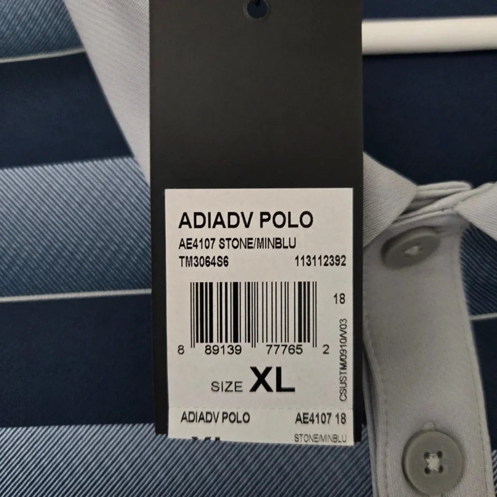NEW Adidas Golf Adiadav Polo Shirt Mens XL Blue Gray Striped AE4107 Performance